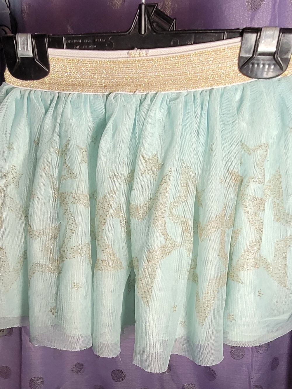 Disney Light Aqua Tulle Skater Skirt with Gold Star Accents Girls Size 4